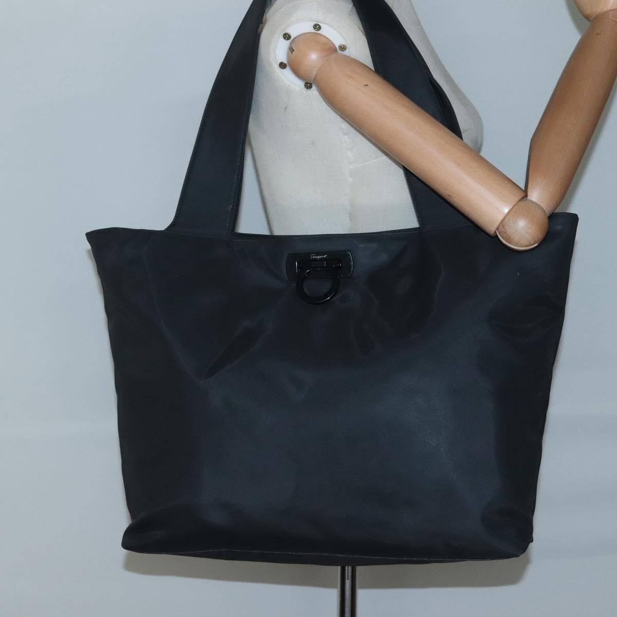 Salvatore Ferragamo Gancini Tote Nylon, BLACK, NYLON, Tote bag
