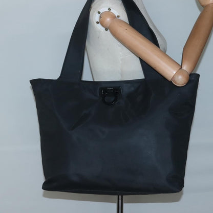 Salvatore Ferragamo Gancini Tote Nylon, BLACK, NYLON, Tote bag