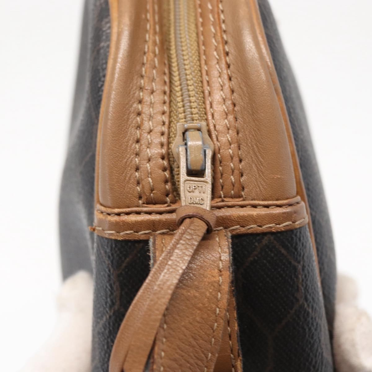 Christian Dior Vintage Honeycomb Shoulder Bag Canvas and Leather, BLACK, CANVAS, Shoulder bag