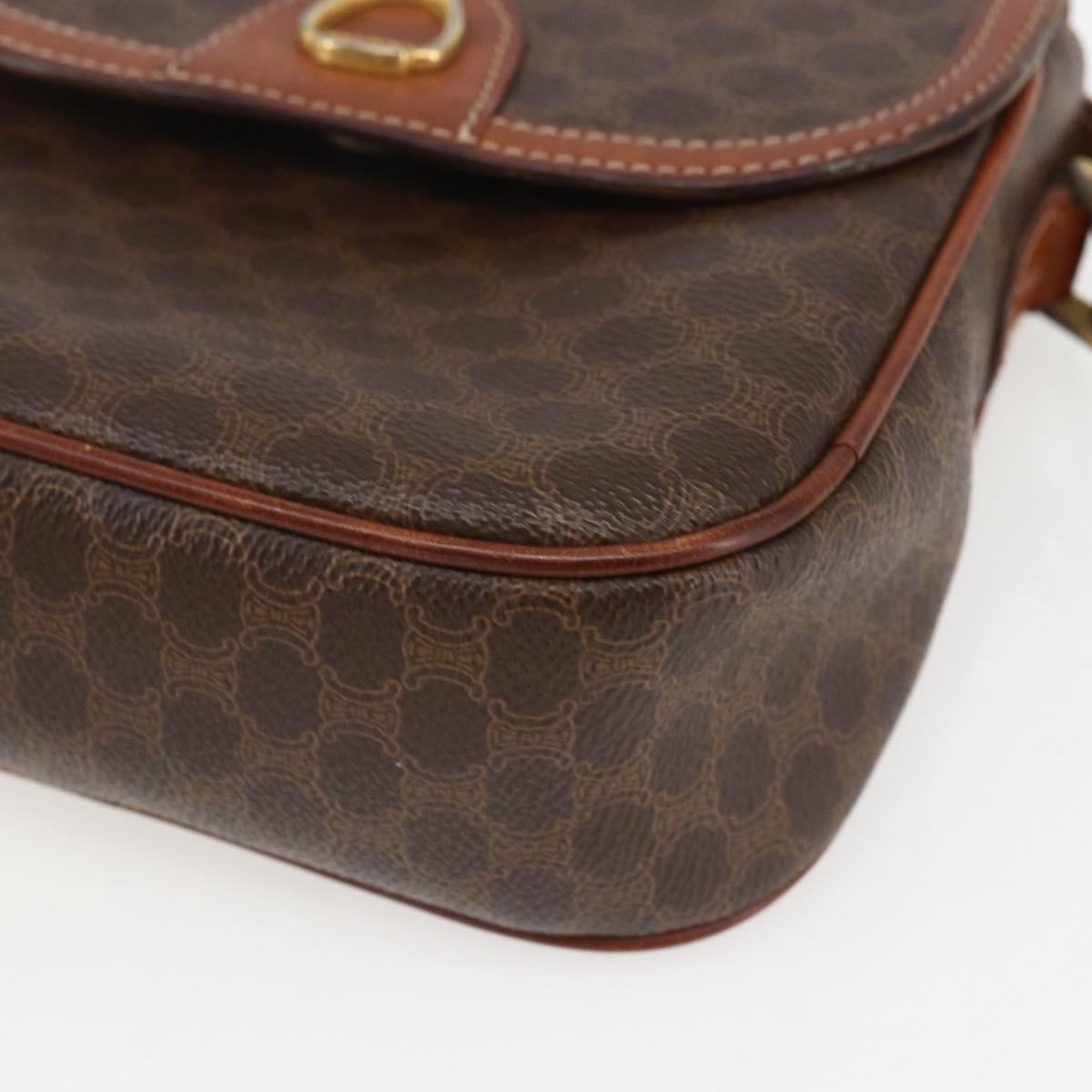 Celine Vintage Macadam Shoulder Bag Canvas and Leather, BROWN, CANVAS, Shoulder bag