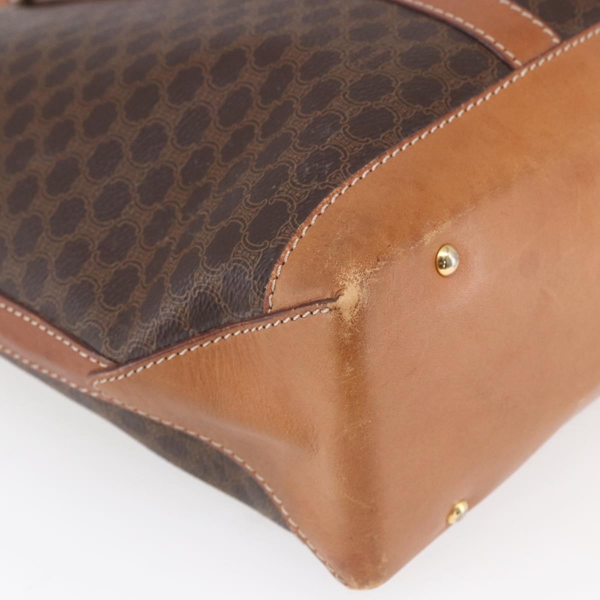 Celine Vintage Macadam Tote bag Canvas, BROWN, PVC, Tote bag