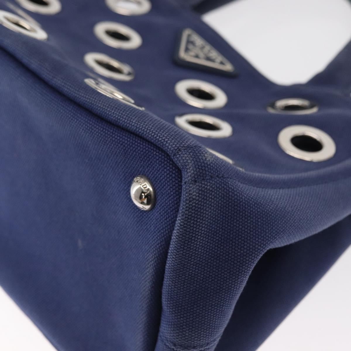 Prada Canapa Convertible Tote Grommet Embellished Canvas, BLUE, CANVAS, Tote bag