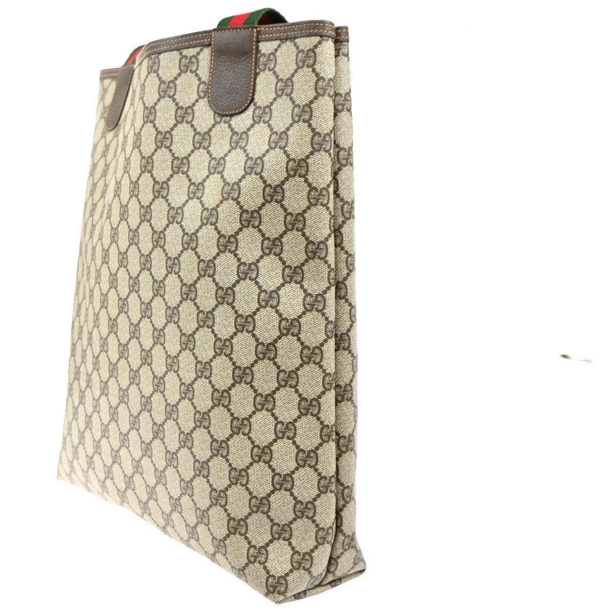 Gucci Vintage Web Strap Tote GG Coated Canvas, BEIGE, PVC, Tote bag