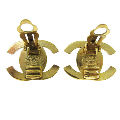 Chanel CC Turnlock Clip-On Earrings Metal, GOLD, GOLD, Earrings