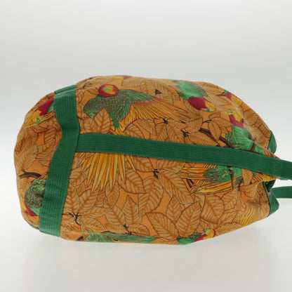 Hermes Vintage Drawstring Bucket Shoulder Bag Printed Canvas, ORANGE, CANVAS, Shoulder bag