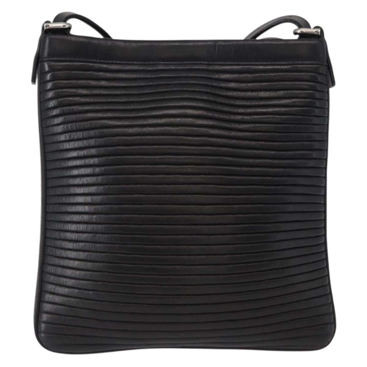 Salvatore Ferragamo Gancini Shoulder Bag Leather, BLACK, LEATHER, Shoulder bag