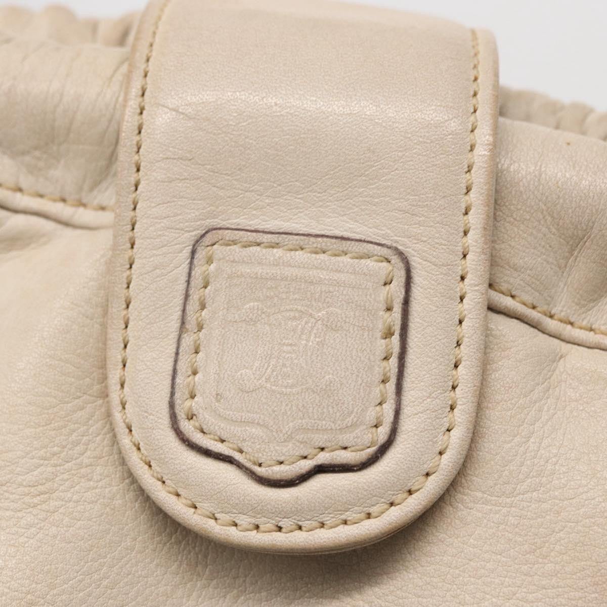 Celine Vintage Shoulder Bag Leather, WHITE, LEATHER, Shoulder bag