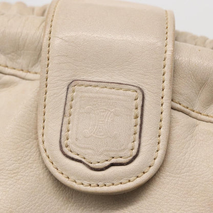 Celine Vintage Shoulder Bag Leather, WHITE, LEATHER, Shoulder bag