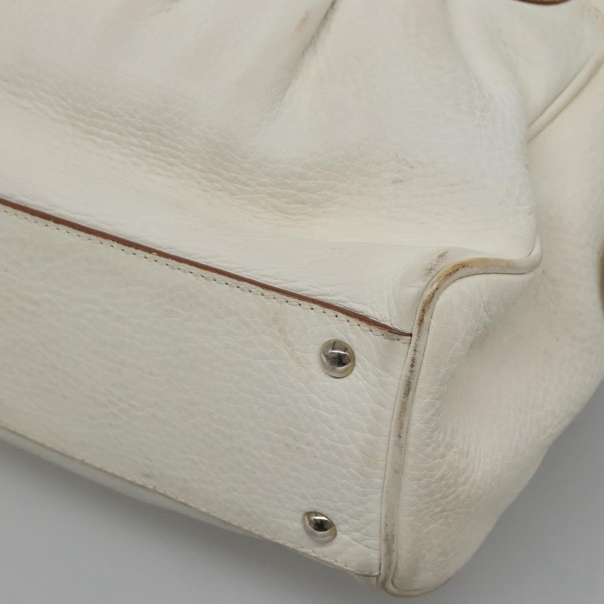 Salvatore Ferragamo Gancini Buckle Shoulder Bag Leather, WHITE, LEATHER, Shoulder bag