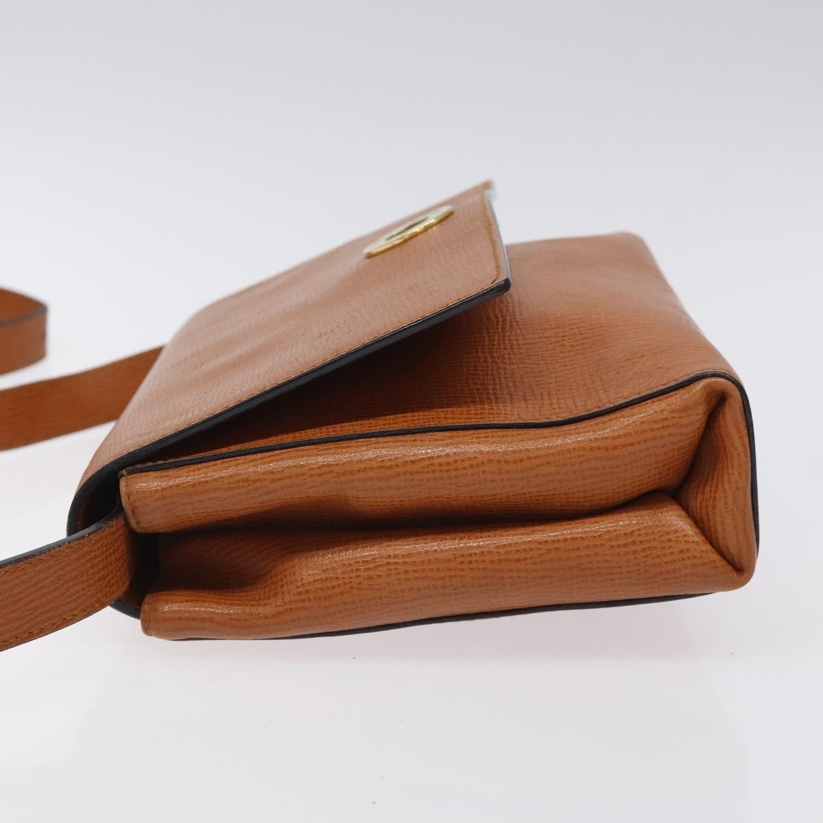 Celine Circle logo Leather, BROWN, LEATHER, Shoulder bag