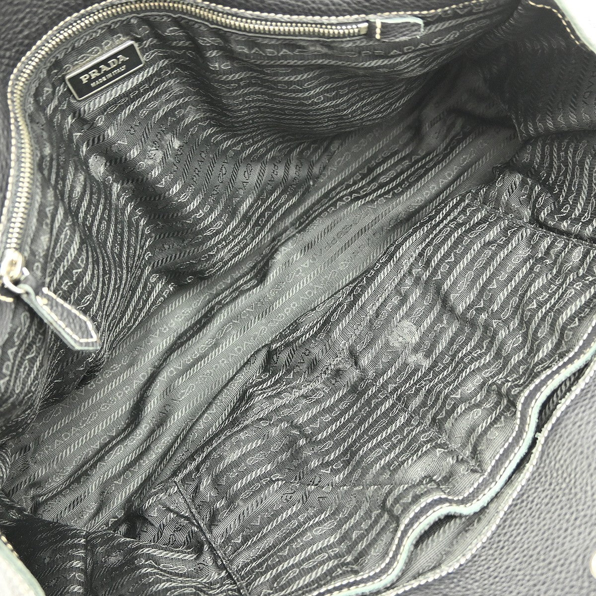 Prada Vintage Tote Leather, BLACK, LEATHER, Tote bag