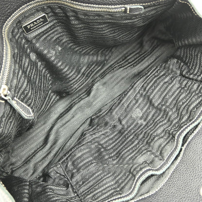 Prada Vintage Tote Leather, BLACK, LEATHER, Tote bag