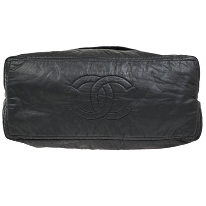 Chanel Horizontal Sport Weekender Bag Quilted Coated Canvas, BLACK, NYLON, Travel bag