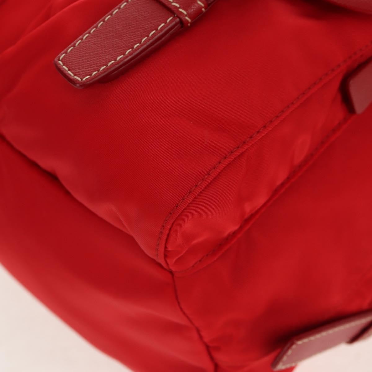 Prada Vela Double Front Pocket Backpack Tessuto with Saffiano Leather, Red, Nylon, Backpack