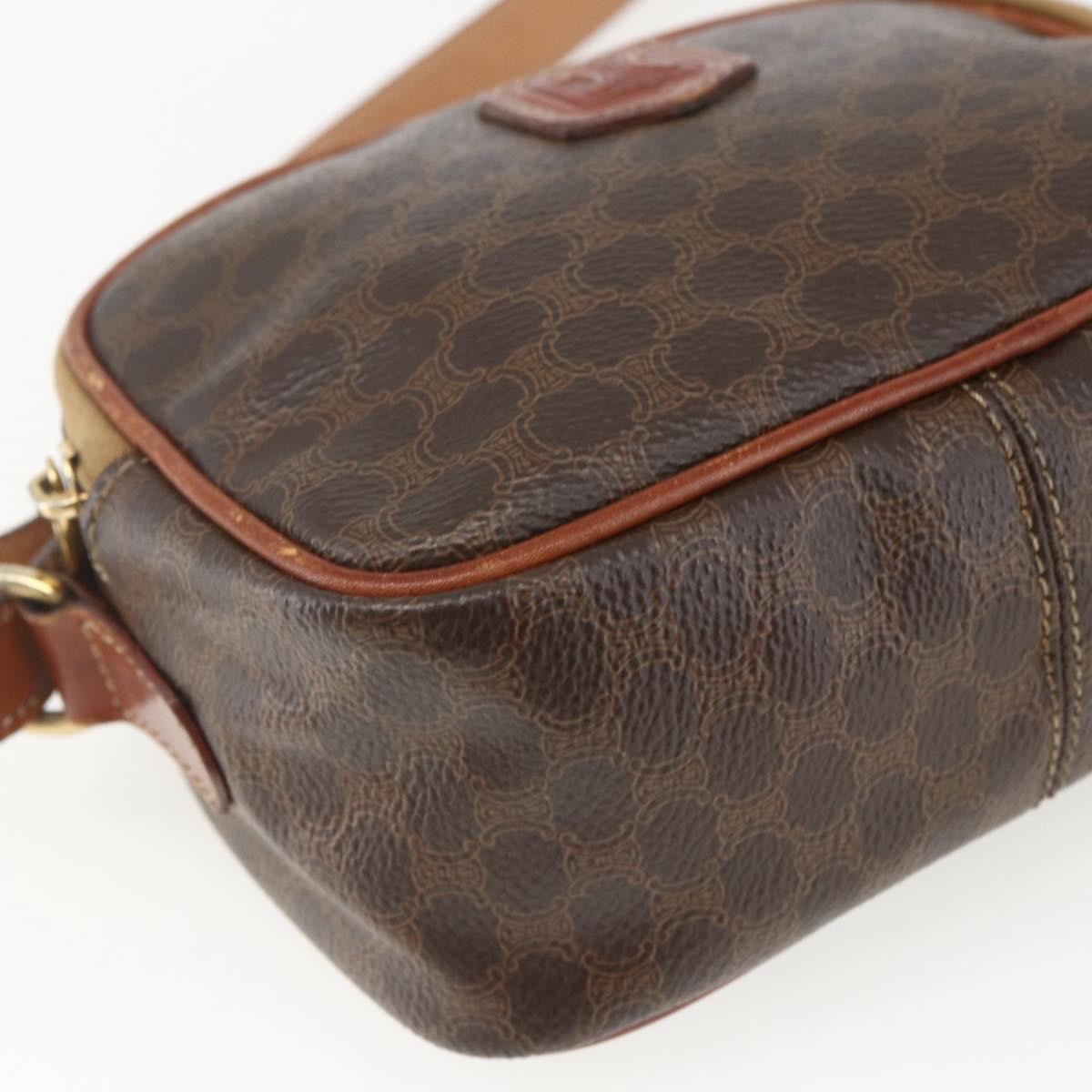 Celine Vintage Macadam Handbag Canvas and Leather, BROWN, CANVAS, Shoulder bag
