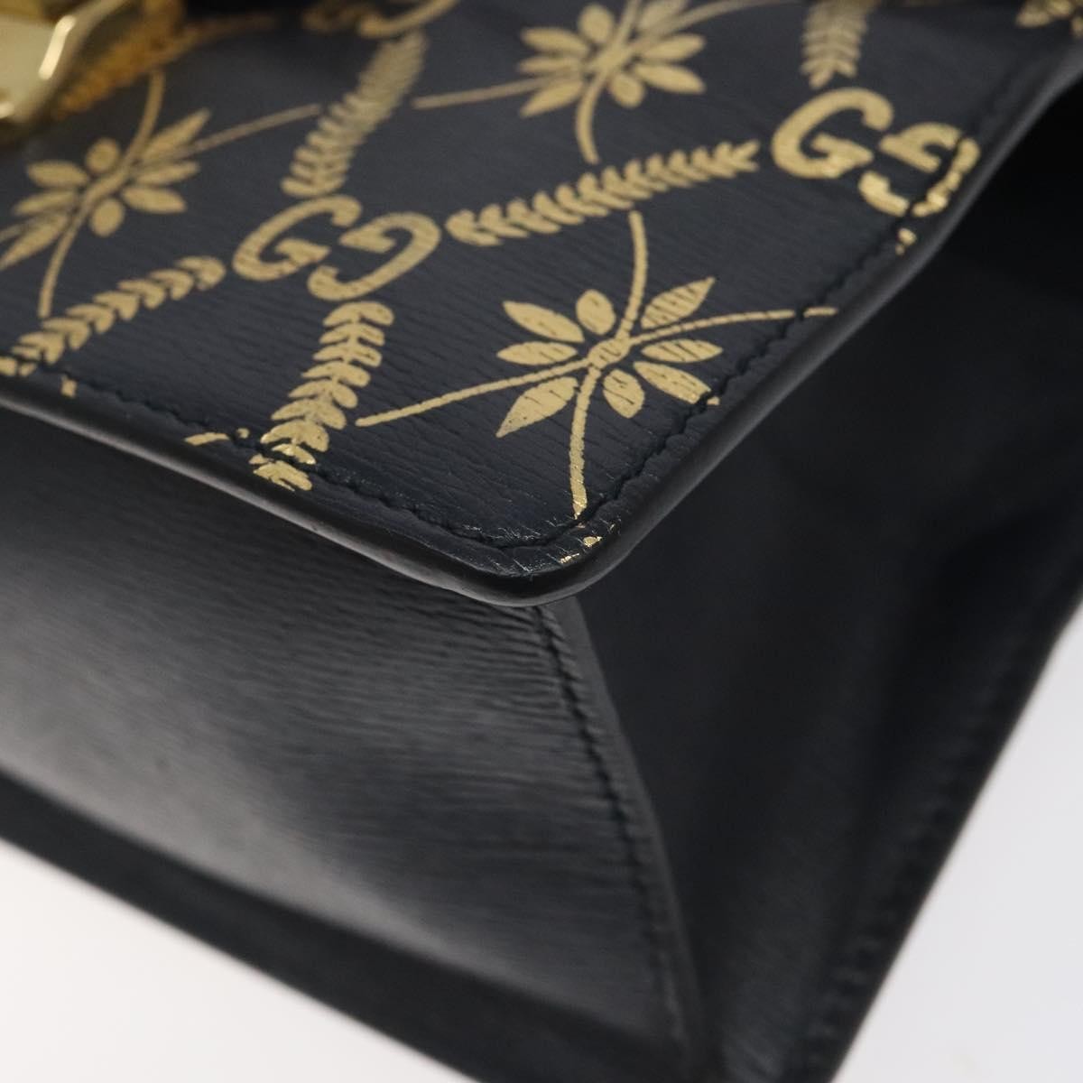 Gucci Sylvie Top Handle Bag Printed Leather, NAVY, LEATHER, Handbag