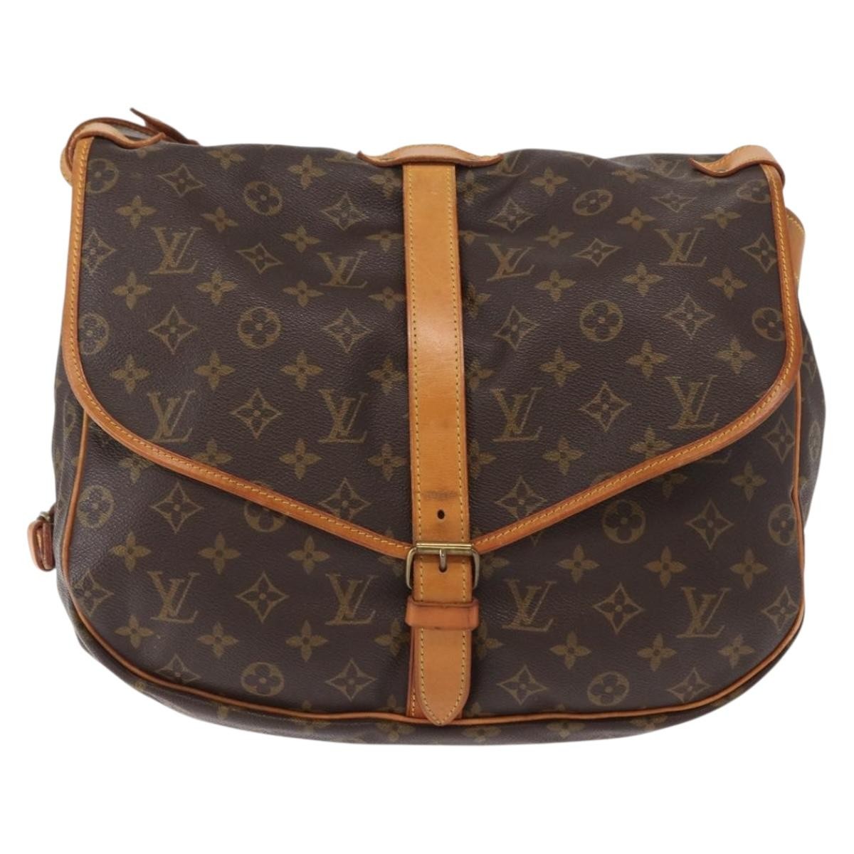 Louis Vuitton Saumur Handbag Monogram Canvas, BROWN, CANVAS, Shoulder bag