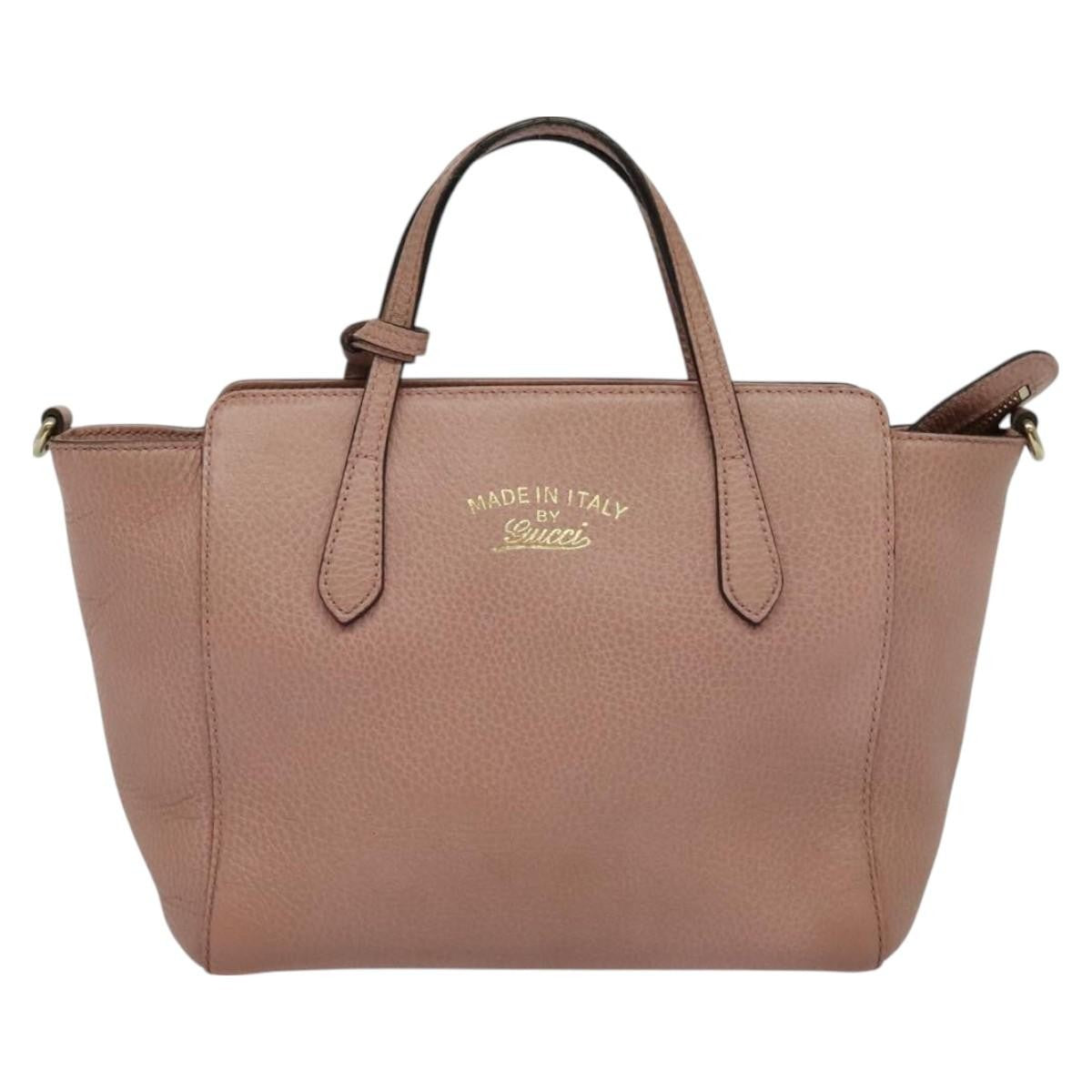 Gucci Swing Crossbody Bag Pebbled Leather, PINK, LEATHER, Crossbody bag