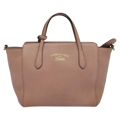 Gucci Swing Crossbody Bag Pebbled Leather, PINK, LEATHER, Crossbody bag