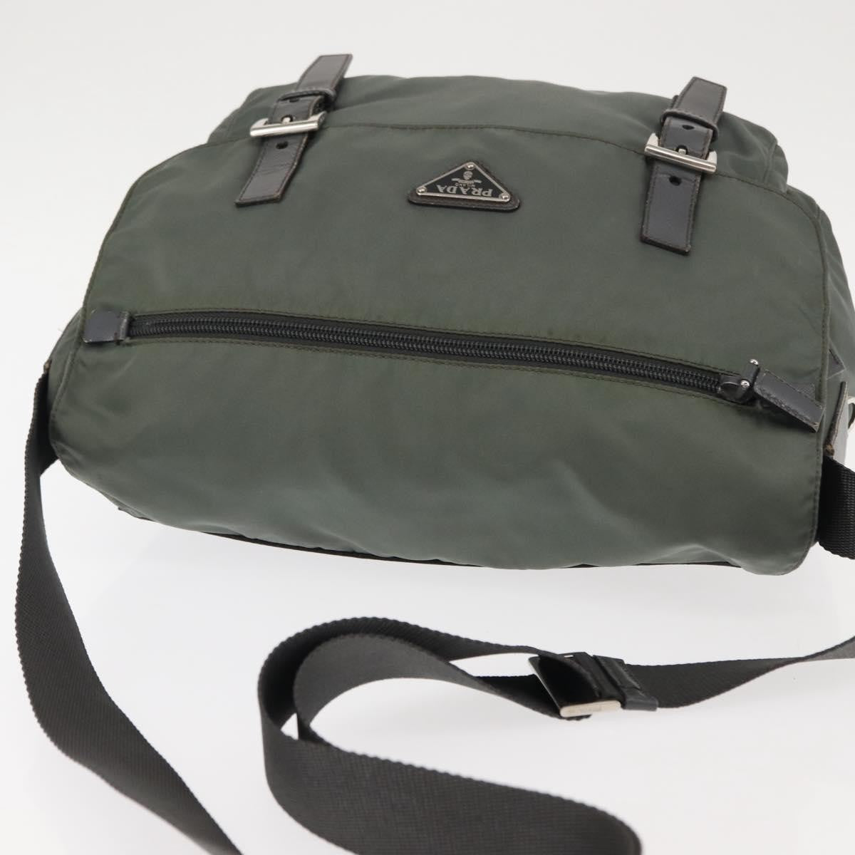 Prada Double Buckle Flap Messenger Bag Tessuto, KHAKI, NYLON, Shoulder bag