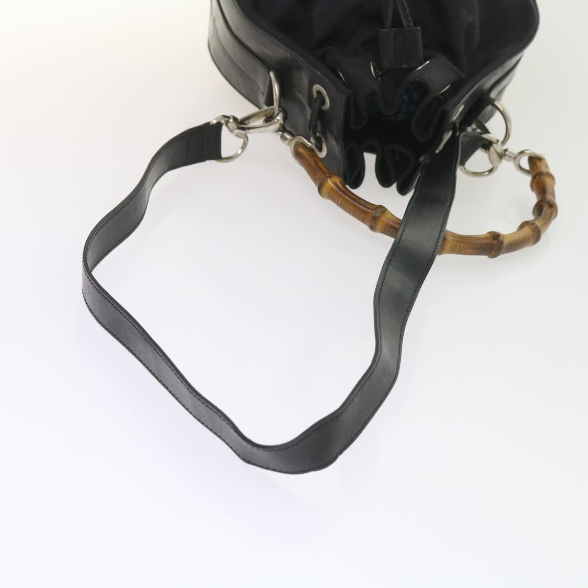 Gucci Vintage Bamboo Shoulder Bag Nylon, BLACK, NYLON, Shoulder bag
