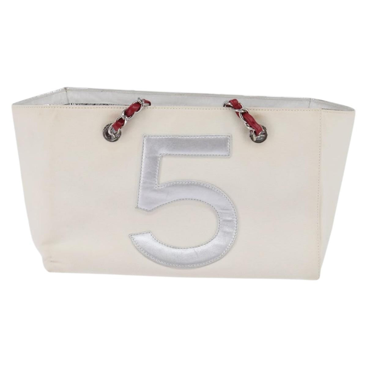 Chanel No.5 Tote Canvas and Leather, WHITE, CANVAS, Tote bag