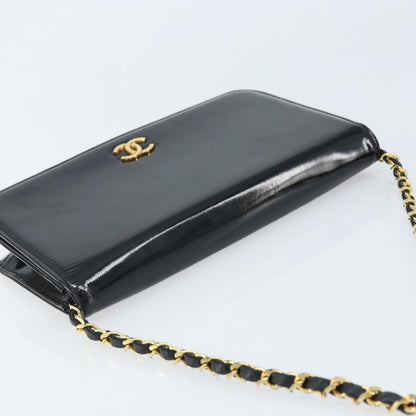 Chanel Wallet on Chain Quilted Patent, Black, Patent Leather, Shoulder Bag