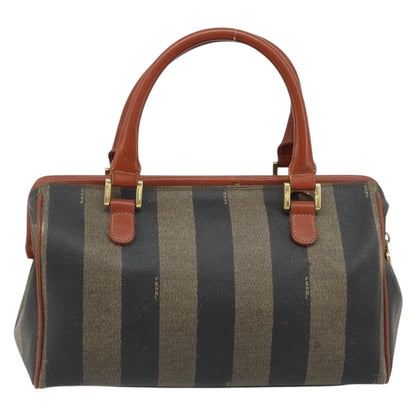 Fendi Vintage Pequin Convertible Boston Bag Coated Canvas, BROWN, CANVAS, Handbag