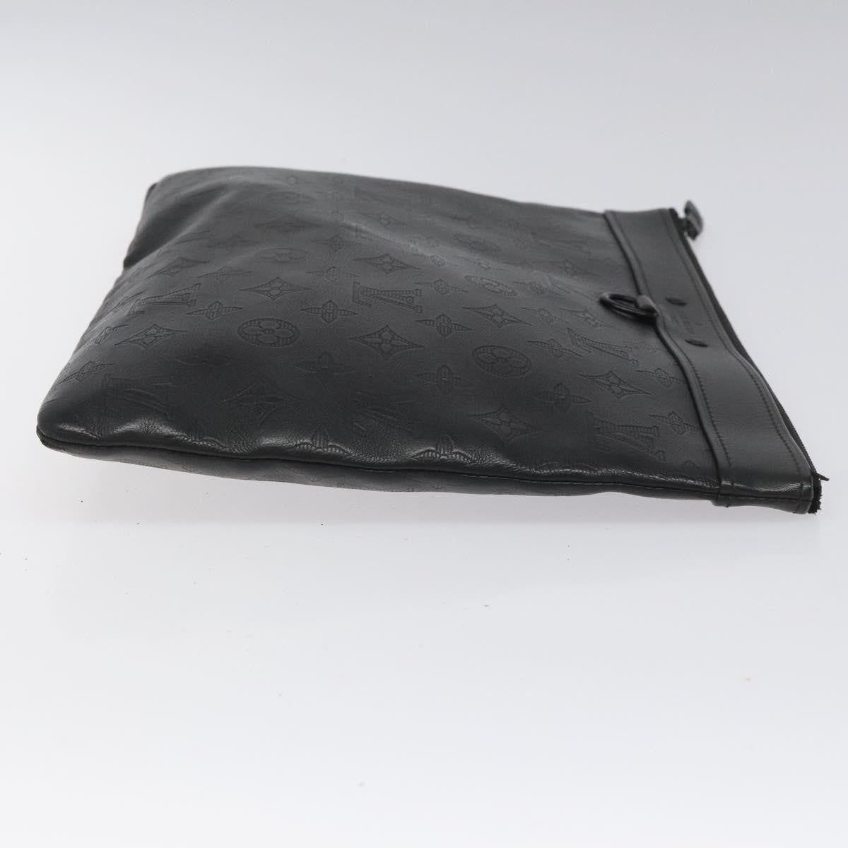 Louis Vuitton Discovery Pochette Monogram Shadow Leather, BLACK, LEATHER, Clutche & pouche