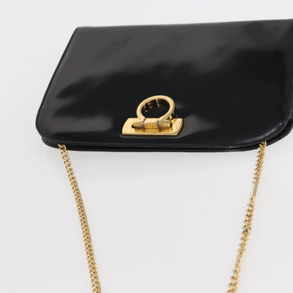 Salvatore Ferragamo Vintage Gancini Chain Shoulder Bag Patent Leather, BLACK, PATENT_LEATHER, Shoulder bag