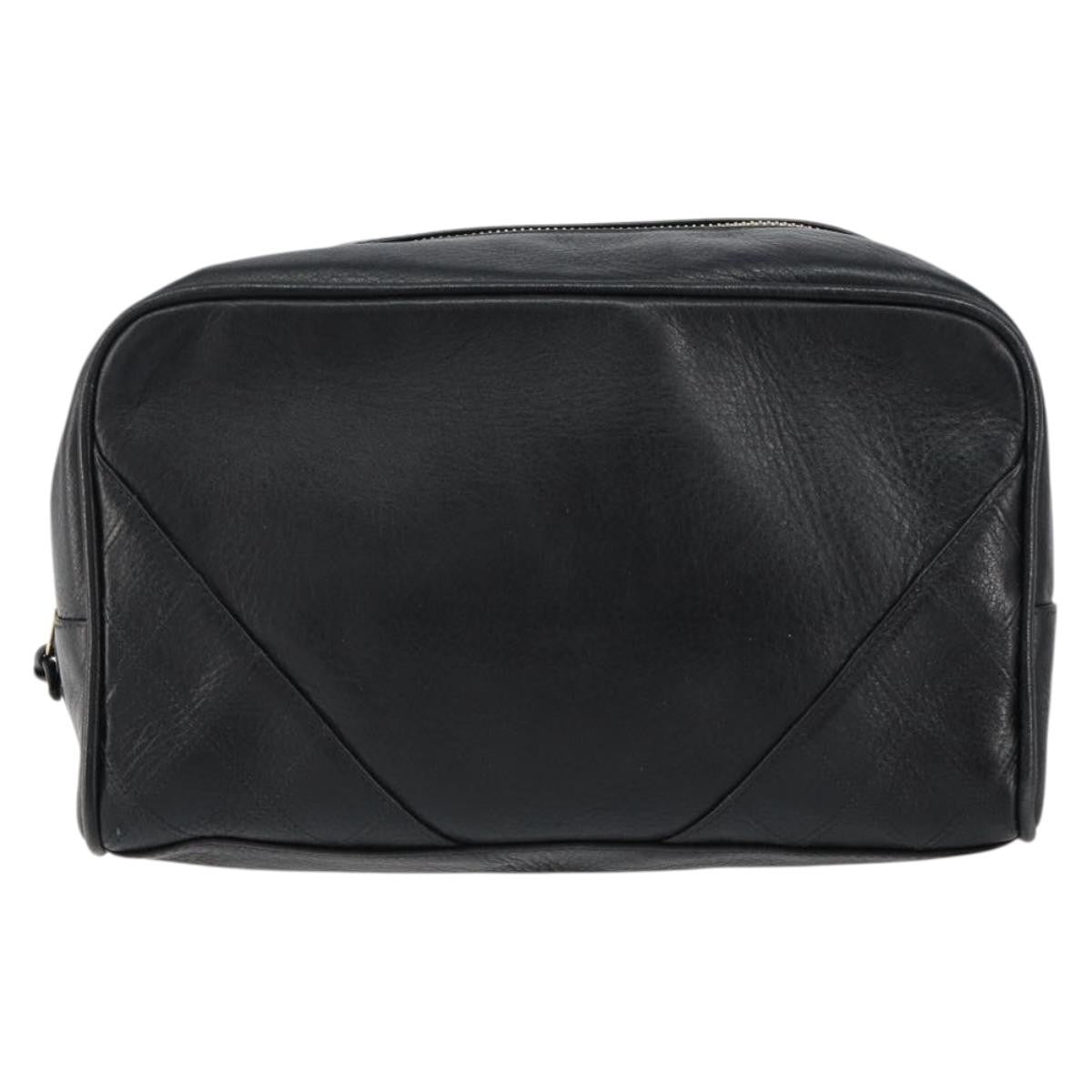 Chanel Vintage Toiletry Pouch Leather, Black, Leather, Clutch