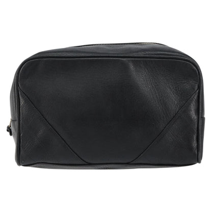 Chanel Vintage Toiletry Pouch Leather, Black, Leather, Clutch