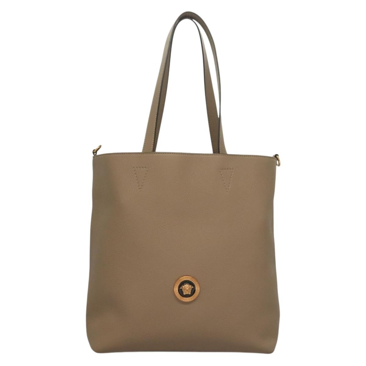 Versace La Medusa Tote Embossed Canvas, BEIGE, LEATHER, Tote bag