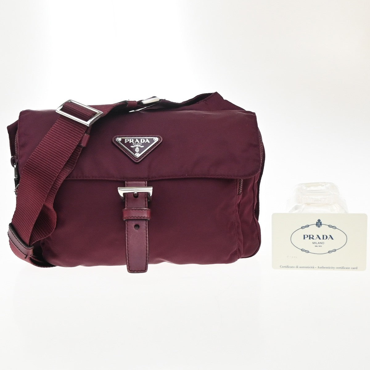 Prada Messenger Bag Printed Tessuto, Red, Nylon, Crossbody Bag