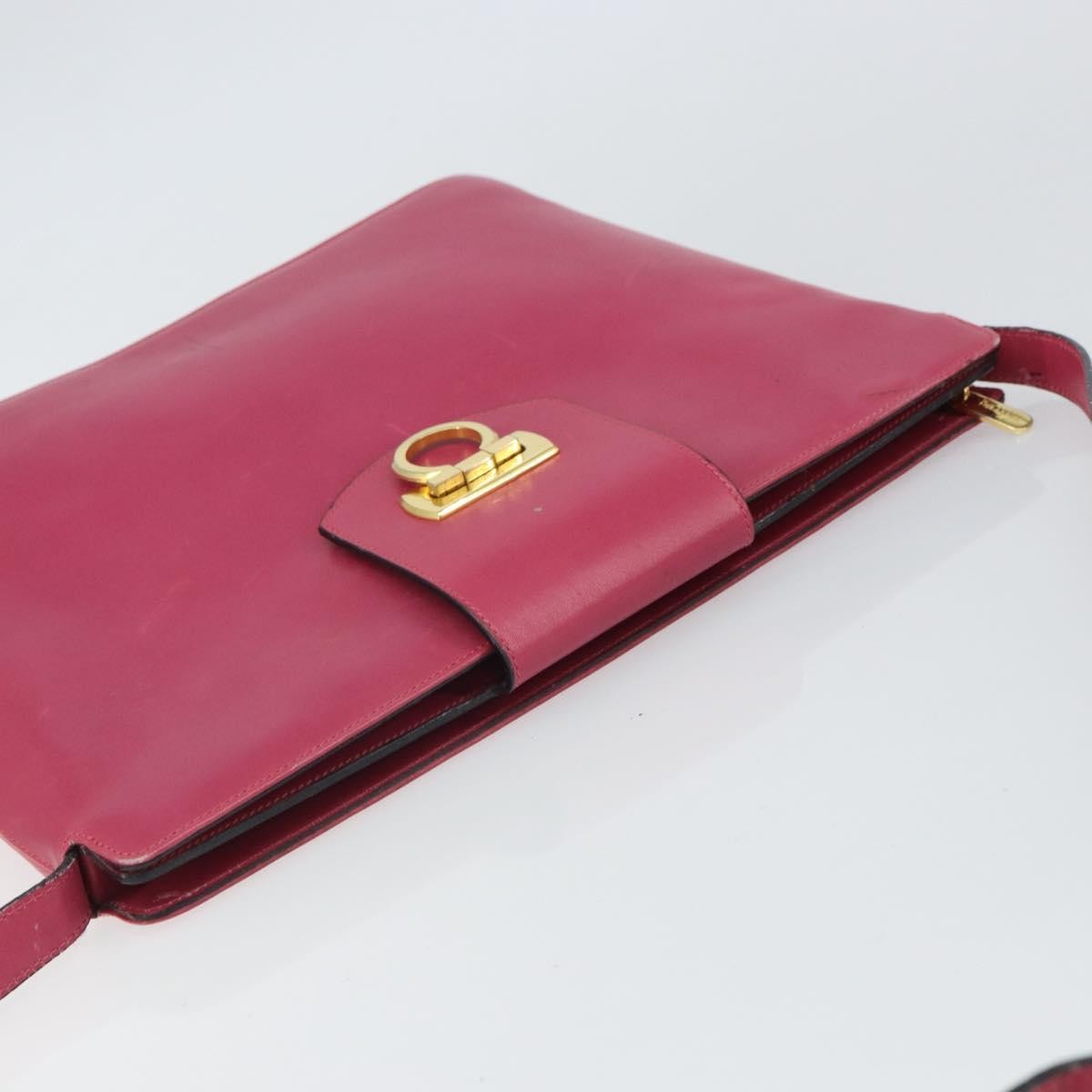 Salvatore Ferragamo Gancini Shoulder Bag Leather, PINK, LEATHER, Shoulder bag