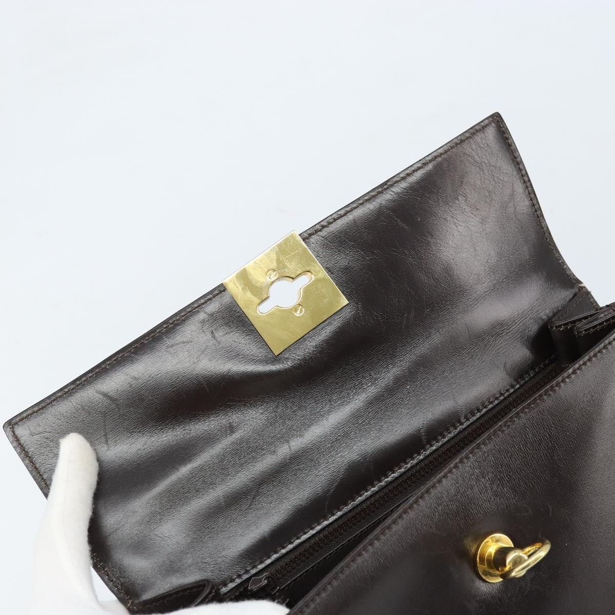 Celine Vintage Logo Top Handle Bag Leather, BROWN, LEATHER, Handbag