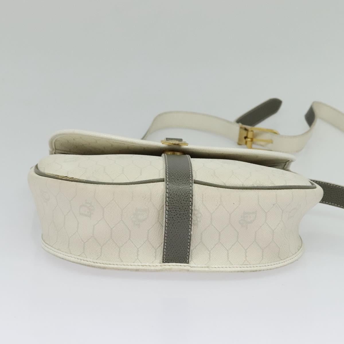 Christian Dior Vintage Honeycomb Flap Crossbody Bag Canvas and Leather, WHITE, CANVAS, Shoulder bag