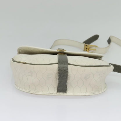 Christian Dior Vintage Honeycomb Flap Crossbody Bag Canvas and Leather, WHITE, CANVAS, Shoulder bag