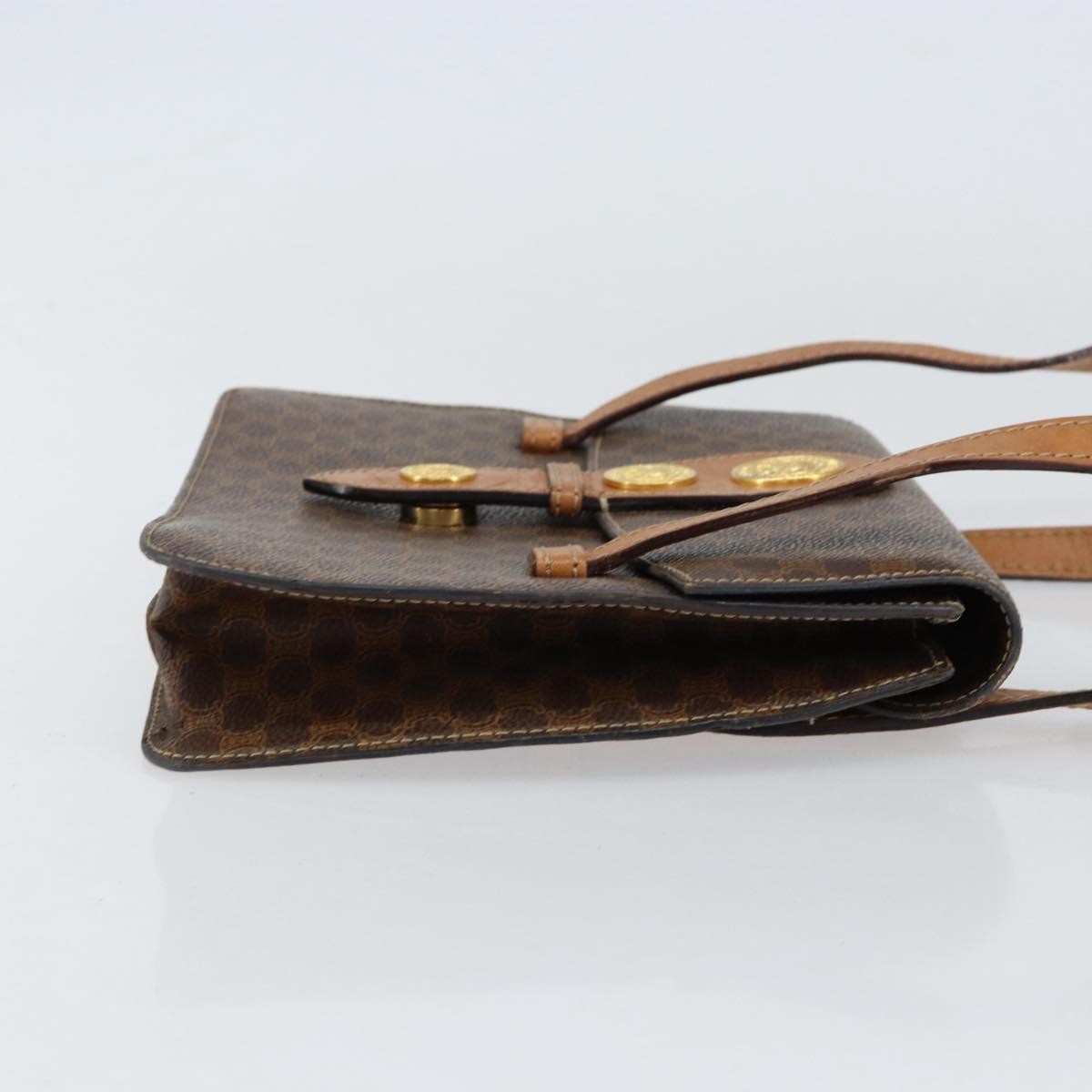 Celine Vintage Macadam Handbag Canvas and Leather, BROWN, CANVAS, Handbag