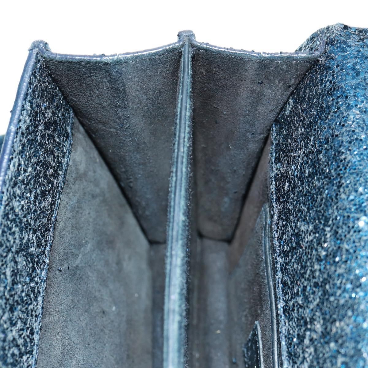 Saint Laurent Sunset Satchel Glitter, BLUE, LEATHER, Shoulder bag