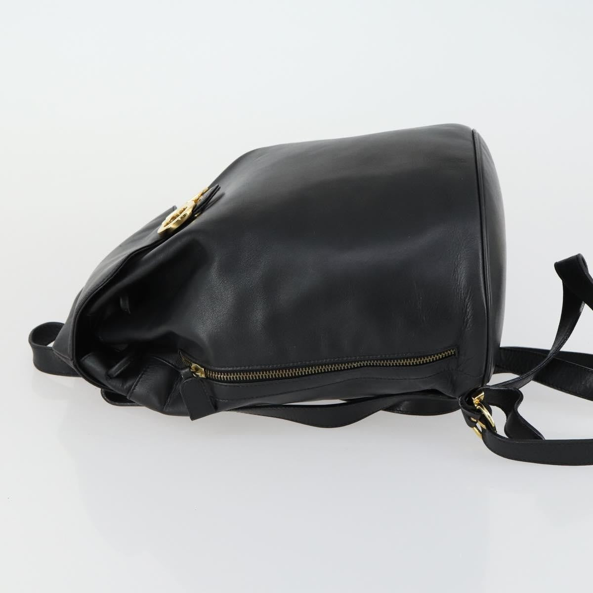 Salvatore Ferragamo Gancini Backpack Leather, BLACK, LEATHER, Backpack