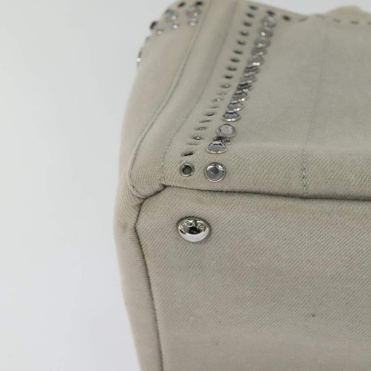 Prada Canapa Convertible Tote Rhinestone Embellished Denim, GRAY, CANVAS, Handbag