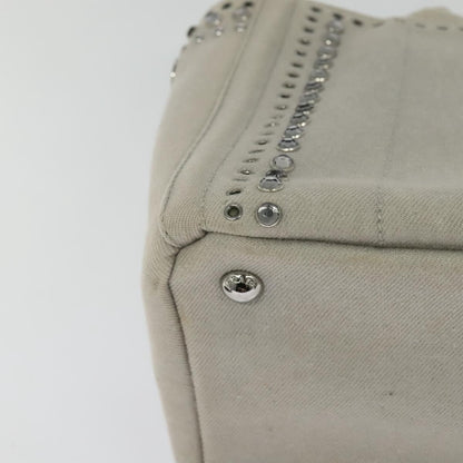 Prada Canapa Convertible Tote Rhinestone Embellished Denim, GRAY, CANVAS, Handbag
