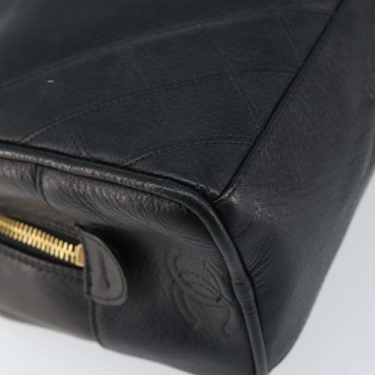 Chanel Vintage Toiletry Pouch Leather, Black, Leather, Clutch