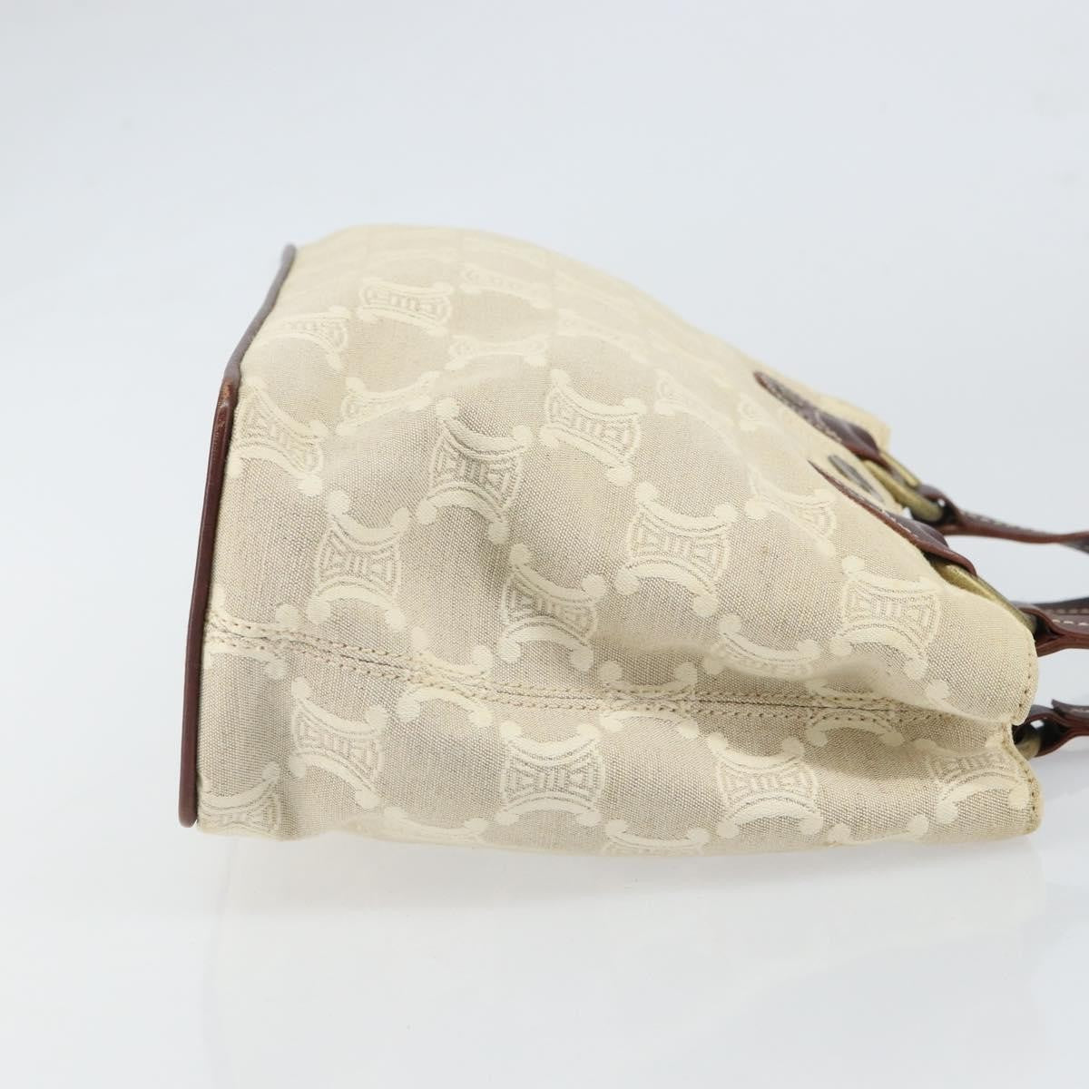 Celine Vintage Macadam Handbag Canvas and Leather, BEIGE, CANVAS, Handbag