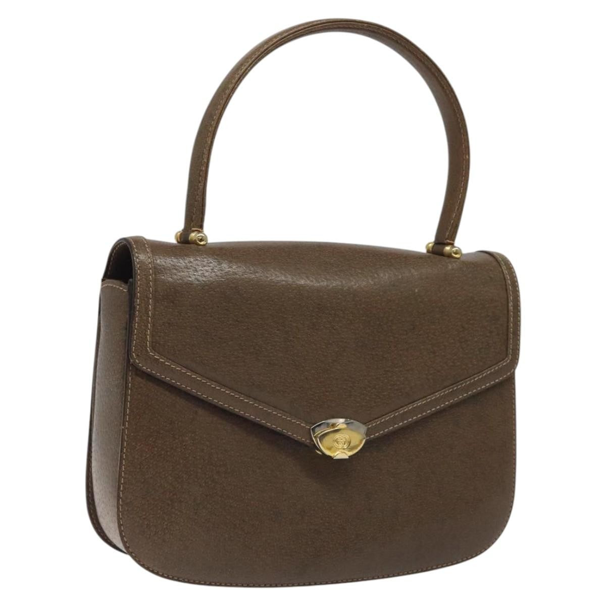 Gucci Vintage Handbag Leather, BROWN, LEATHER, Handbag