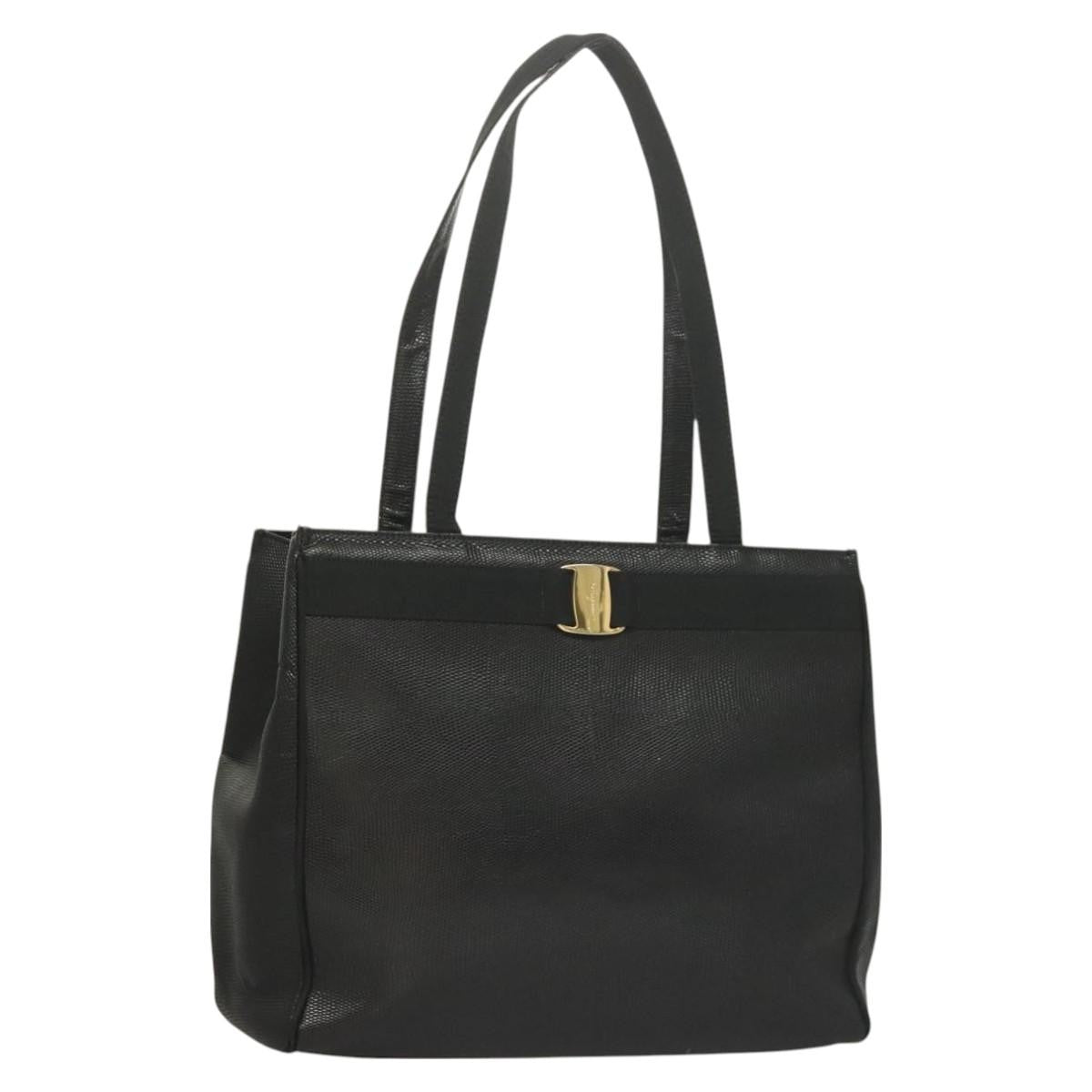 Salvatore Ferragamo Vala Shoulder Bag Leather, BLACK, LEATHER, Shoulder bag