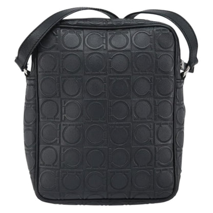 Salvatore Ferragamo Gancini Shoulder Bag Leather, BLACK, LEATHER, Shoulder bag