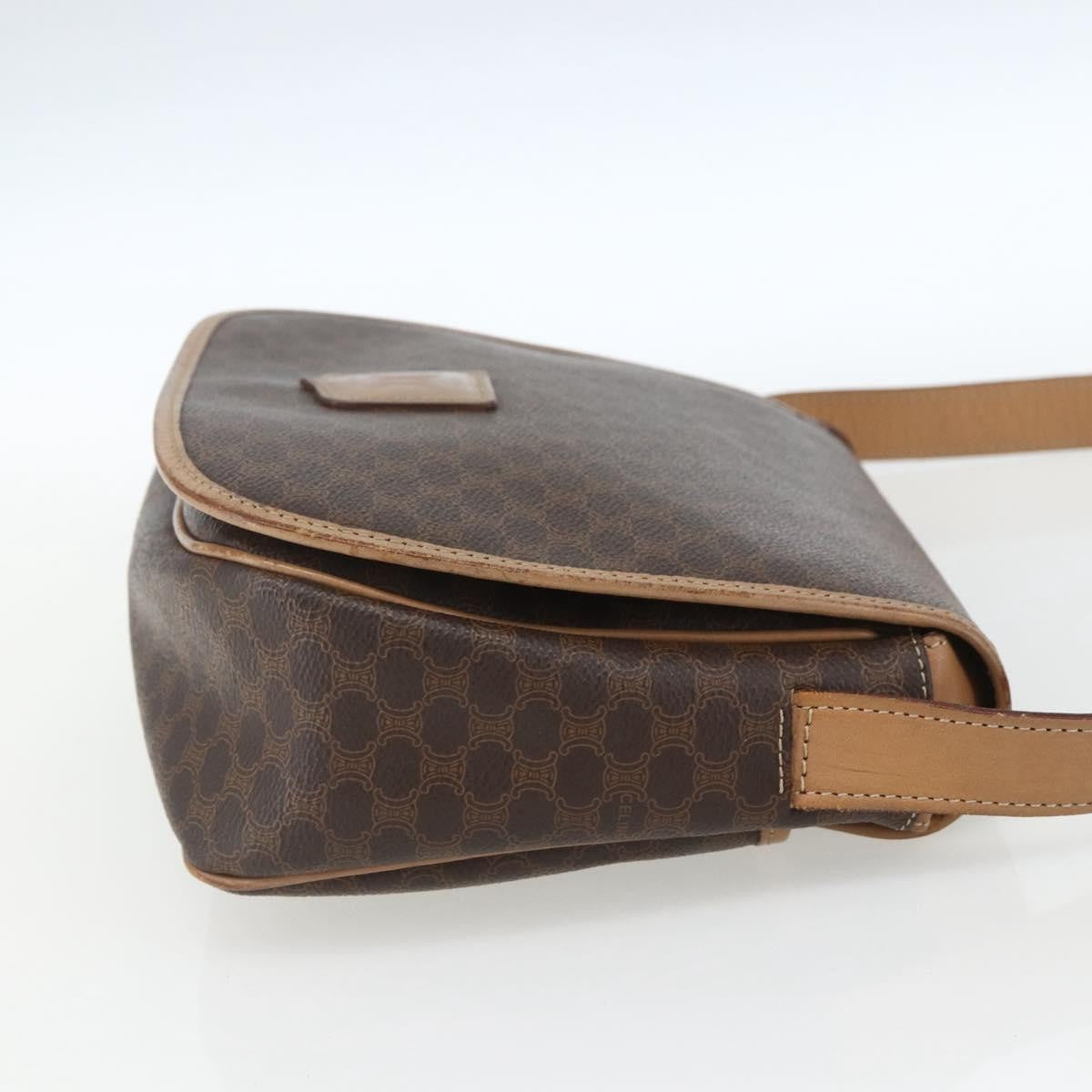 Celine Vintage Macadam Shoulder Bag Canvas and Leather, BROWN, CANVAS, Shoulder bag