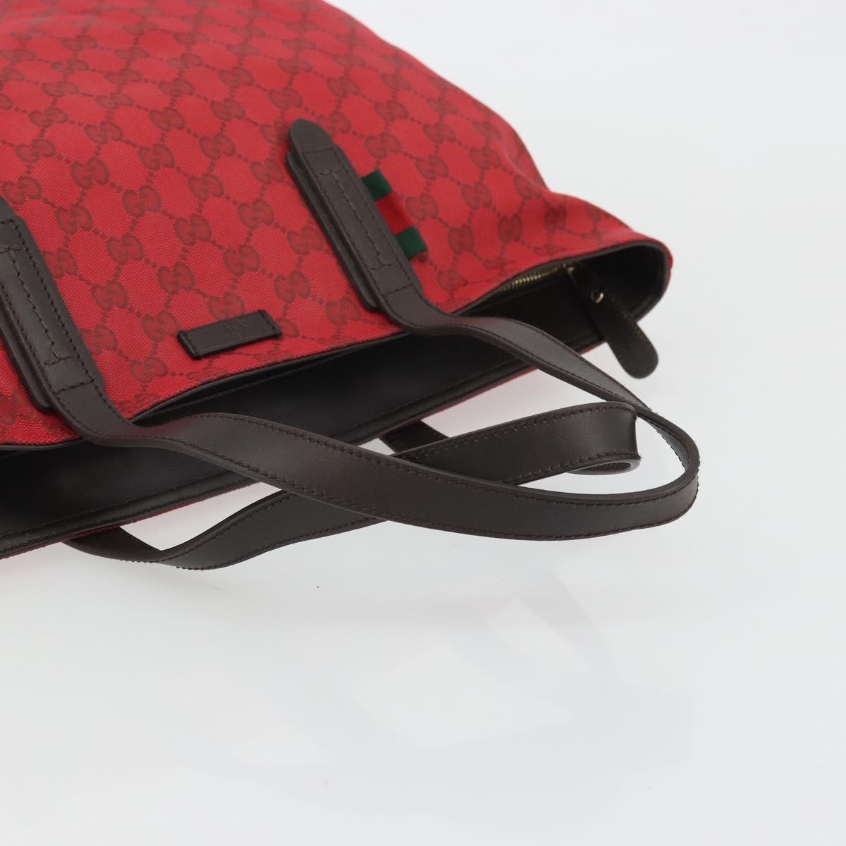Gucci Original Zip Tote GG Canvas with Leather, Red, Canvas, Tote Bag